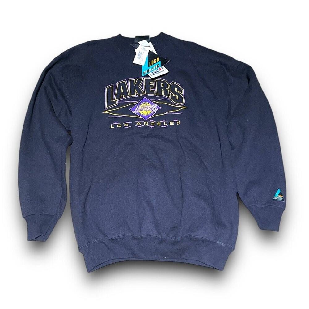 Vintage Los Angeles Lakers Sweatshirt Logo Athletic Size Large NWT Black NEW 90s